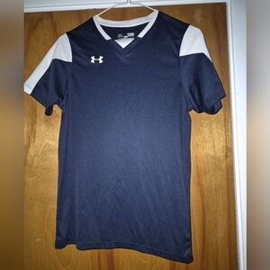 Under Armour Youth L Navy Blue and White Sports Tee